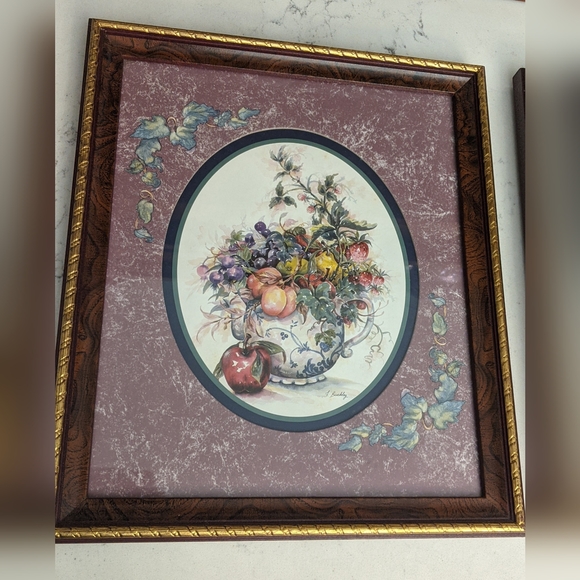 Set of 3 vintage HOMCO pictures. Fruit, floral, heart. - Picture 7 of 10